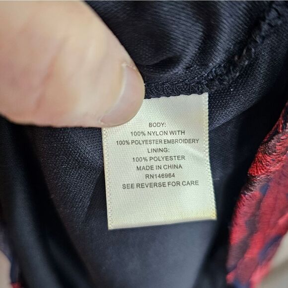 Donna Ricco Blue and Red Floral Embroidered Sheath Dress Size 8 - Picture 8 of 12